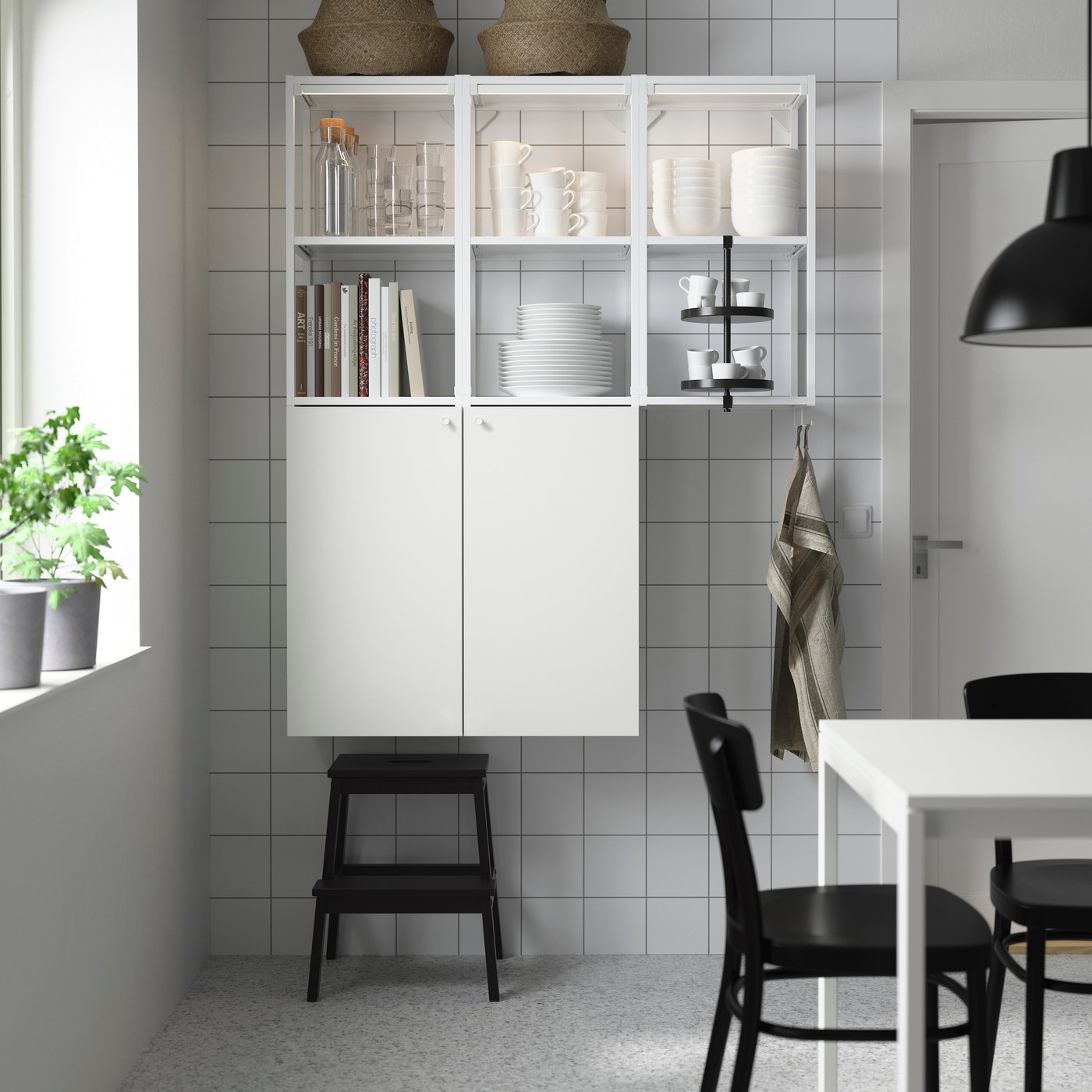 IKEA ENHET förvaringskombination, vit, 120x32x150 cm