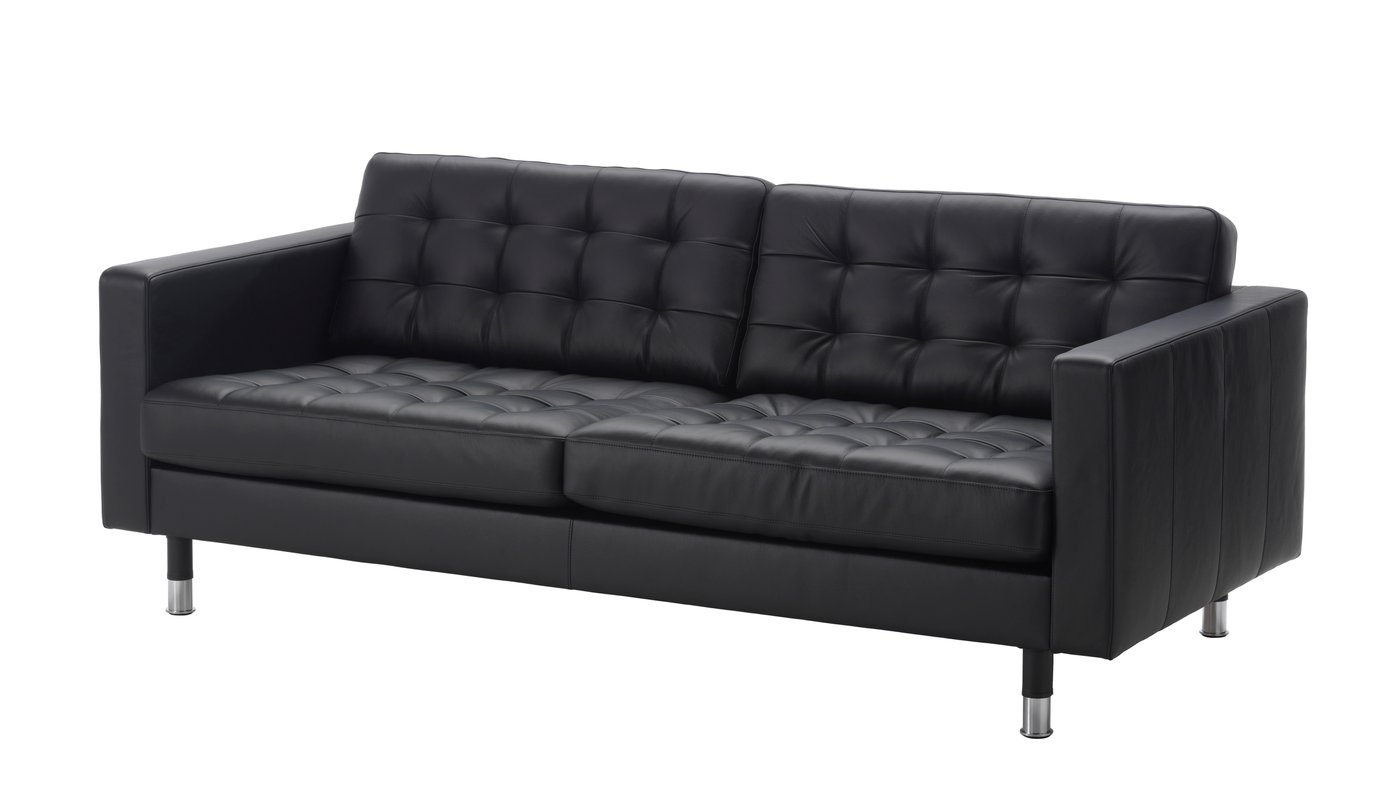 IKEA LANDSKRONA 3-sits soffa, grann/bomstad svart/metall