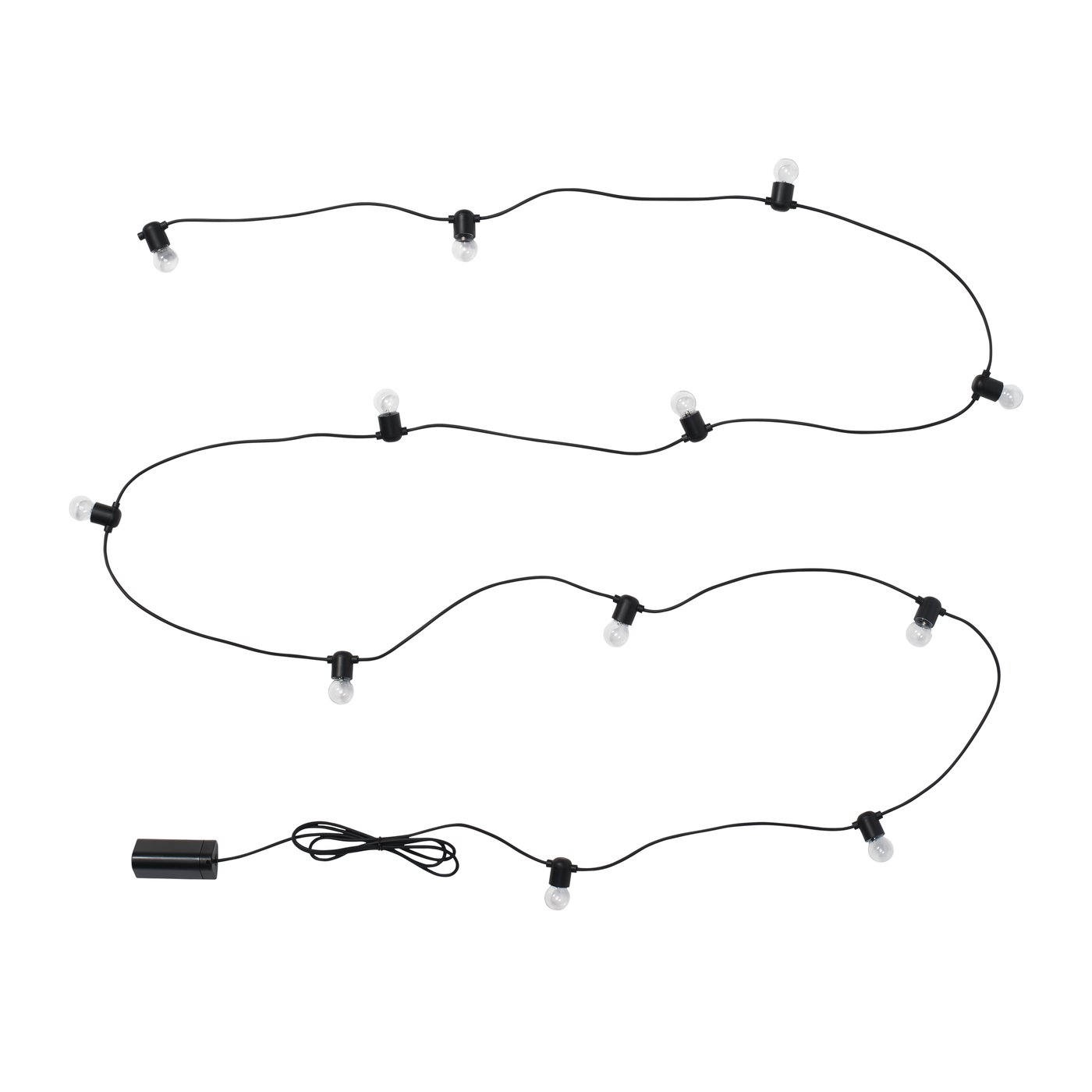IKEA UTSUND LED ljusslinga med 12 ljuskällor, utomhus/batteridriven svart