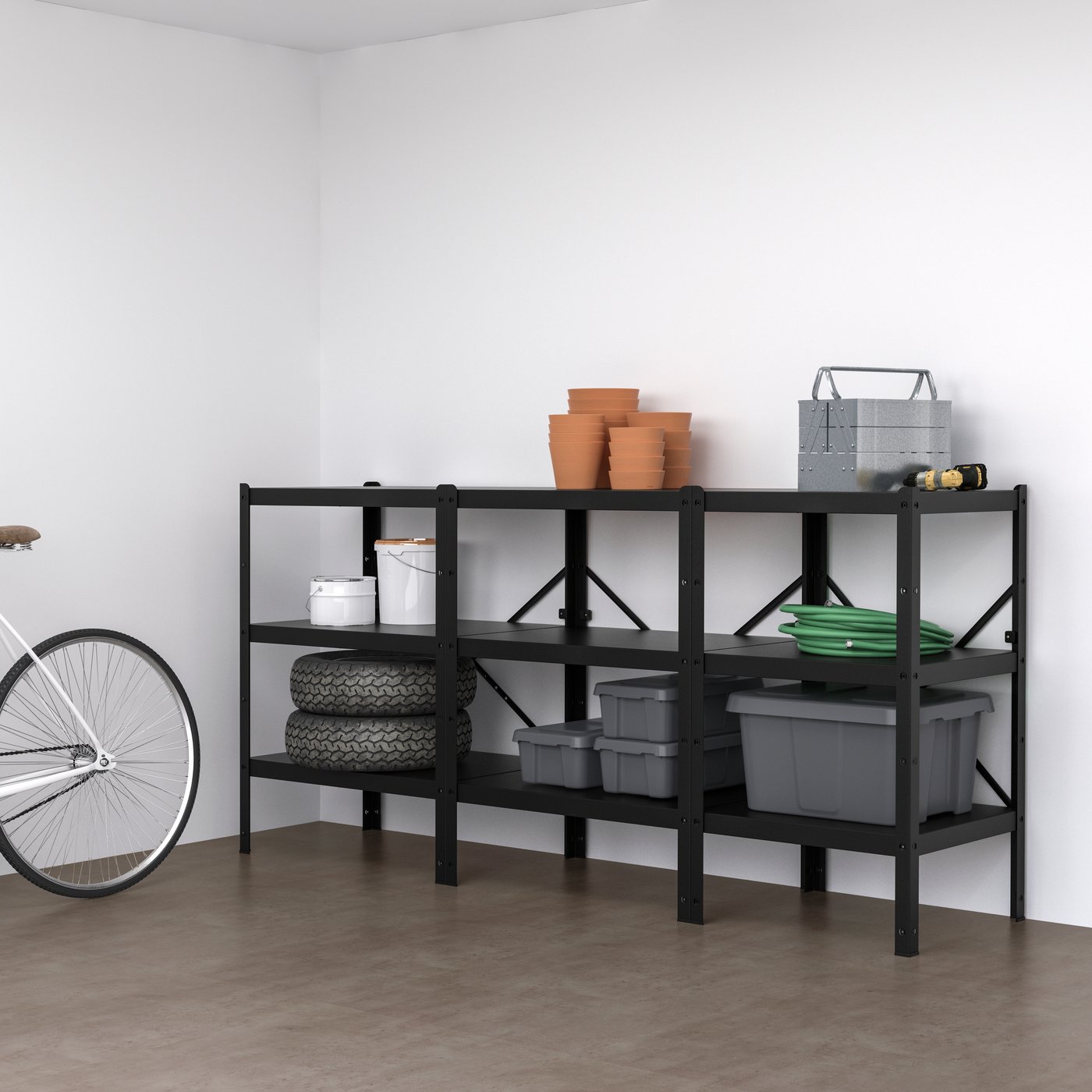 IKEA BROR hylla, svart, 234x55x110 cm