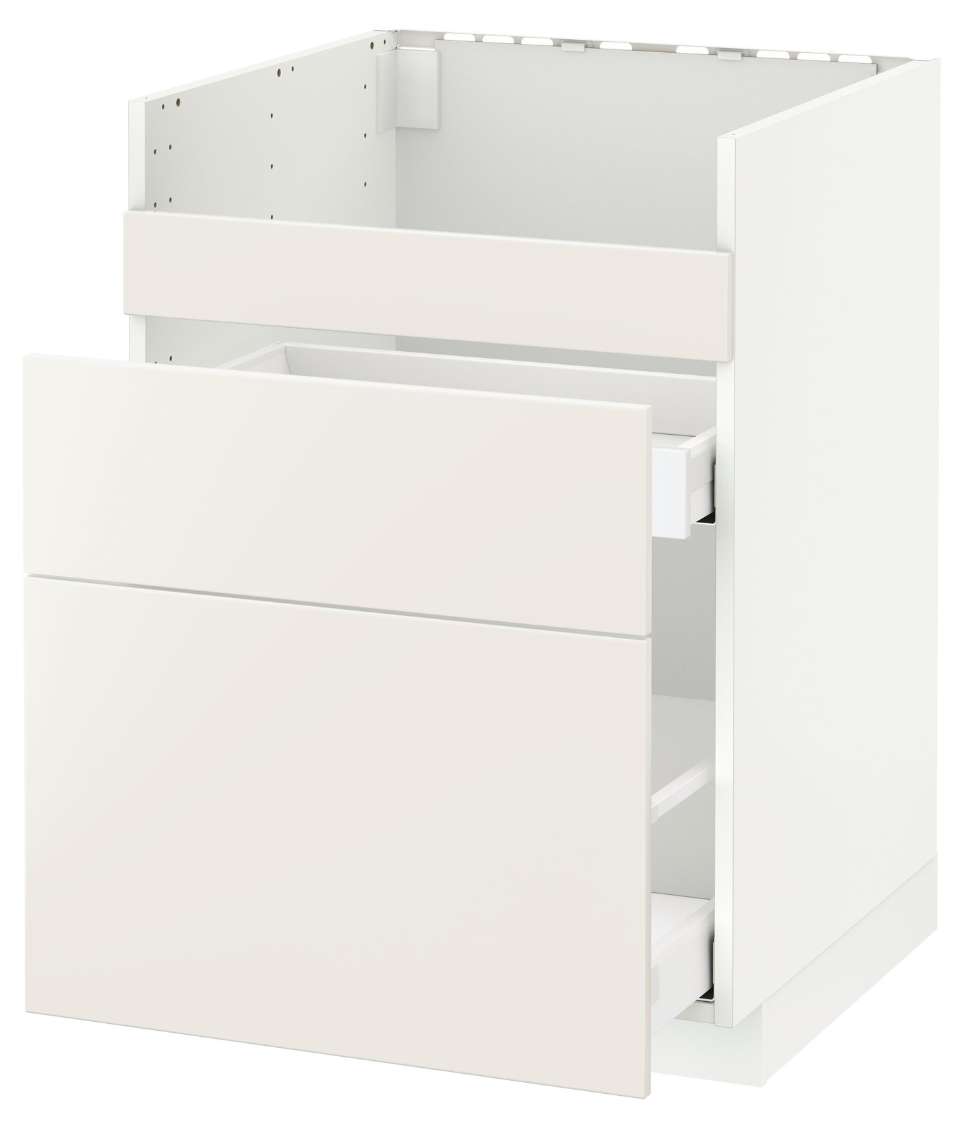 IKEA METOD bnksk f HAVSEN diskb/3 frntr/2 ldr, vit/veddinge vit, 60x60 cm