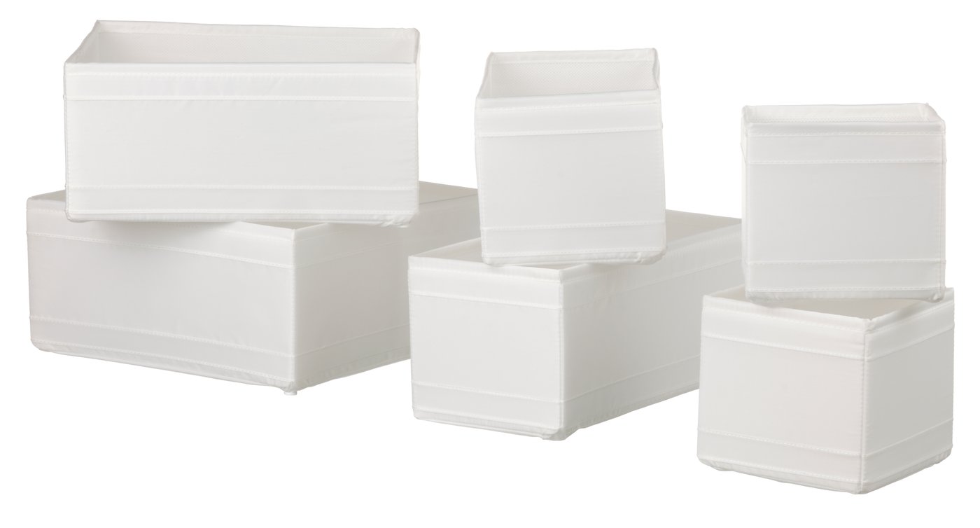 IKEA SKUBB låda, set om 6, vit