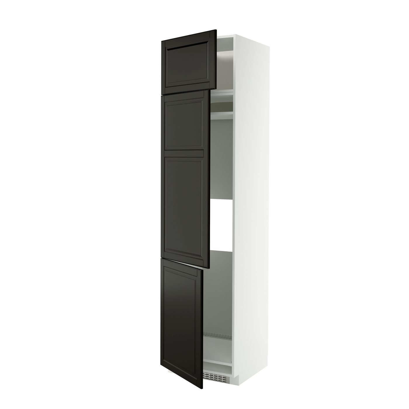 IKEA METOD högskåp för kyl/frys + 3 dörrar, vit/bodbyn svart, 60x60x240 cm