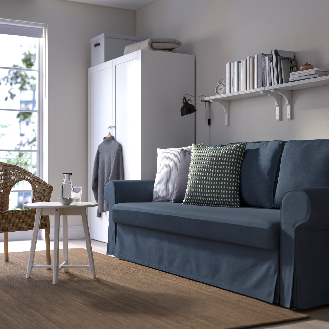IKEA VRETSTORP 3-sits bäddsoffa, kilanda mörkblå