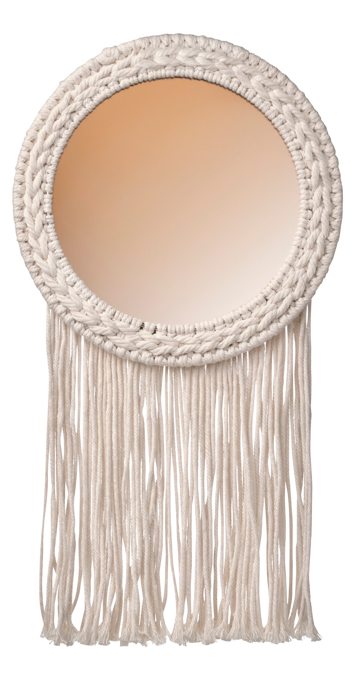 IKEA ENERGISKOG dekorativ spegel, med fransar/beige kopparfärgad, 26x48 cm