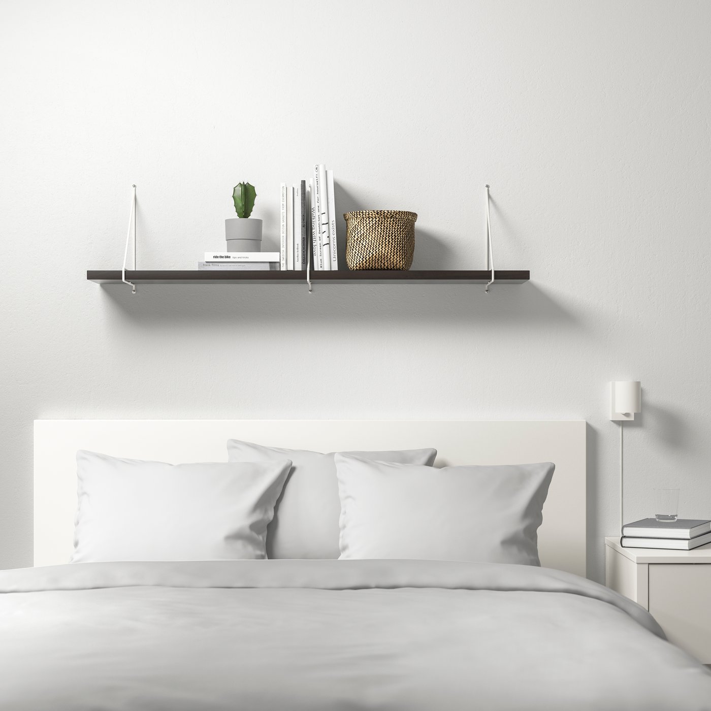 IKEA BERGSHULT / PERSHULT vägghylla, brunsvart/vit, 120x20 cm