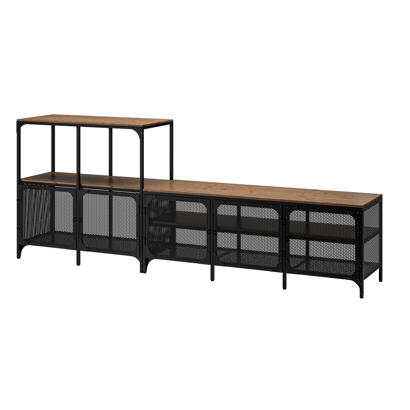 IKEA FJÄLLBO tv-möbel, kombination, svart, 250x36x95 cm