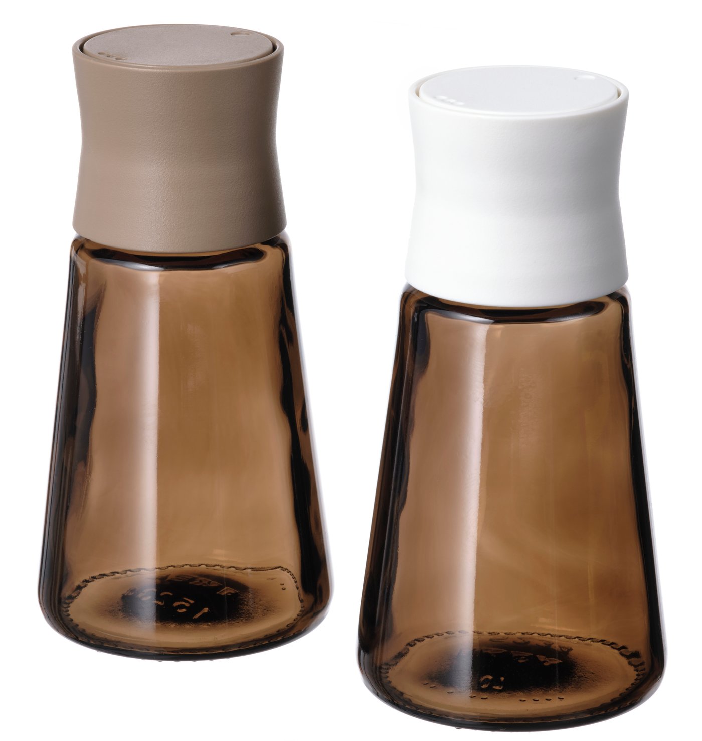 IKEA HALVTOM salt/pepparströare, glas/brun, 12 cm