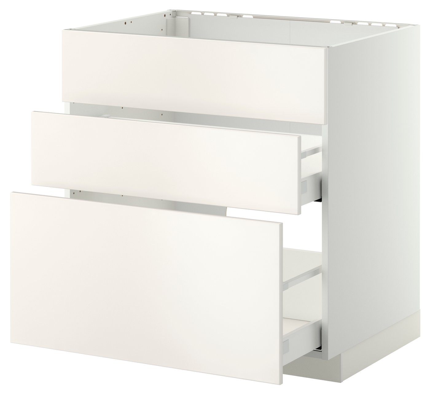 IKEA METOD / MAXIMERA bänkskåp f diskbänk+3 frntr/2 lådor, vit/veddinge vit, 80x60 cm