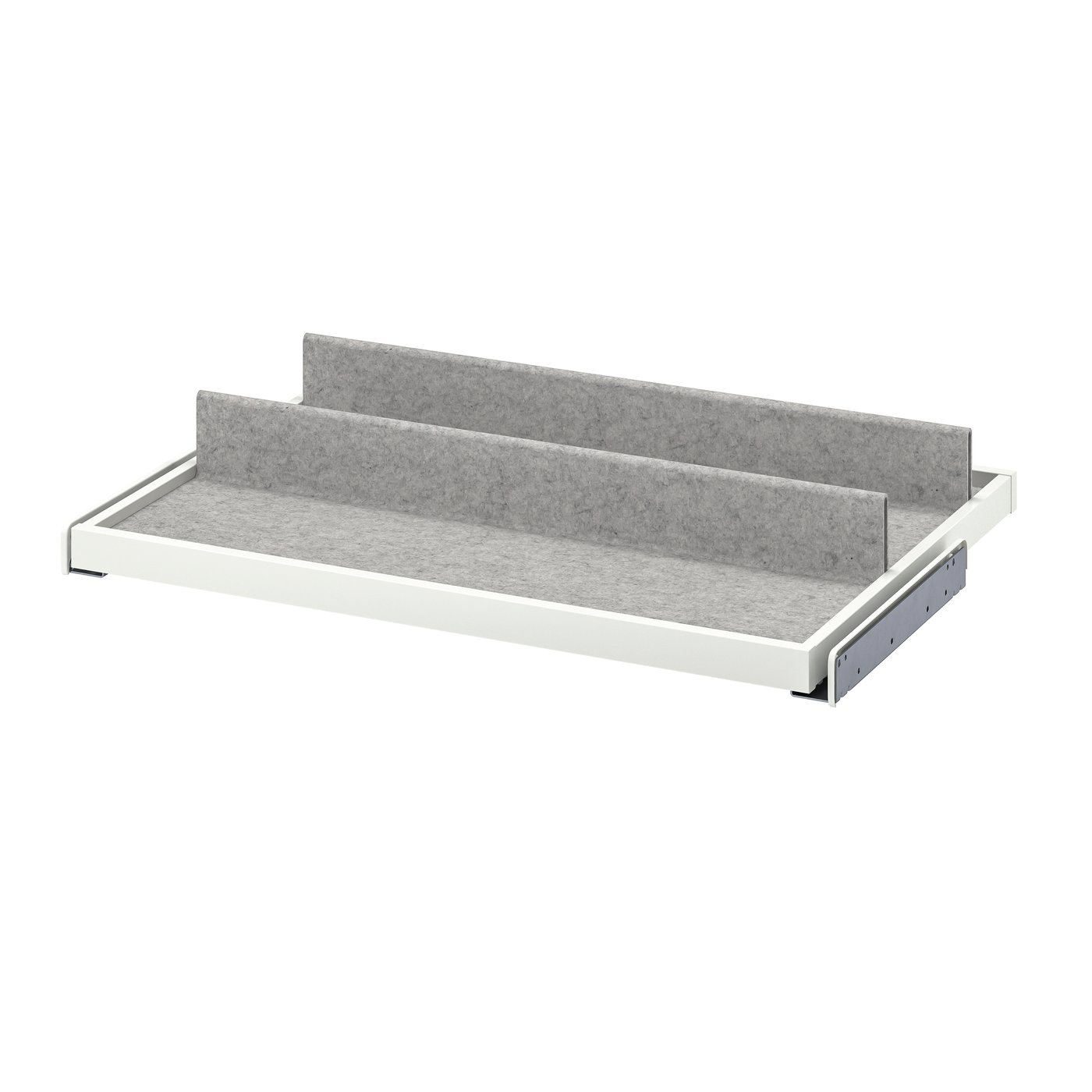 IKEA KOMPLEMENT utdragbart hyllplan med skoinsats, vit/ljusgrå, 75x58 cm