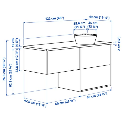 Illustration med mått för produkten: ÄNGSJÖN.
