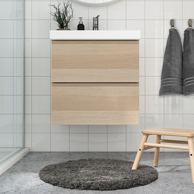 ALMTJÄRN Badrumsmatta, mörkgrå, 65 cm