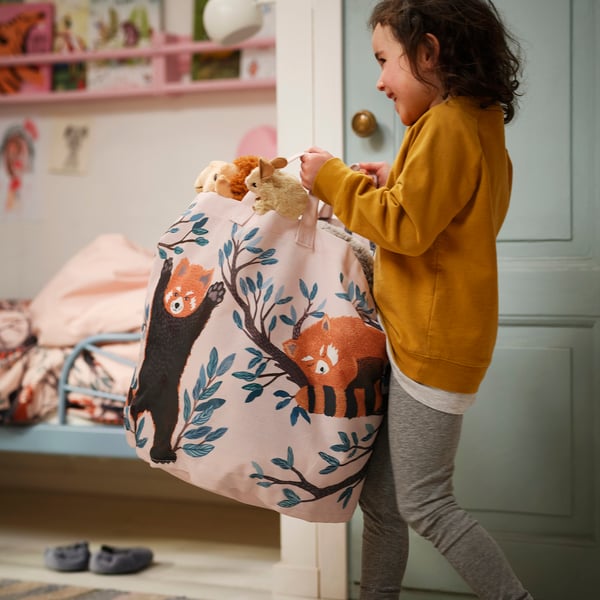 ALPTALL Förvaringspåse, rosa/röd panda-mönster, 53 l
