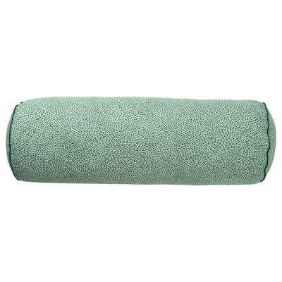 En grön ALPTALL-kudde . Den är cylindrisk, täckt av texturerat tyg och gjord av återvunnet material.