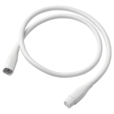 En vit ÅSKVÄDER förlängningssladd med rund form och slät design, tillverkad av pvc och polykarbonatplast.