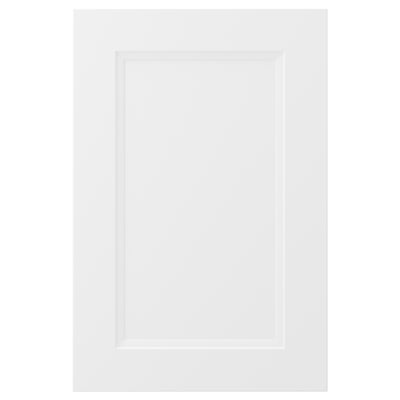 Köksluckan AXSTAD är vit med en enkel, infälld paneldesign och mjuka linjer, tillverkad av fiberplatta med folieytor.