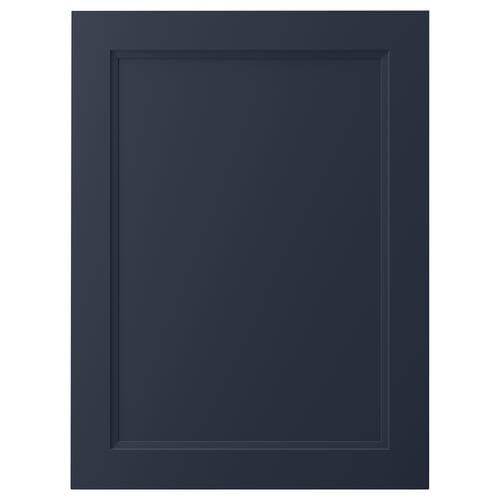 Ikea AXSTAD blå kökslucka. Kvadratisk, infälld paneldesign med slät, fläckbeständig folieyta.