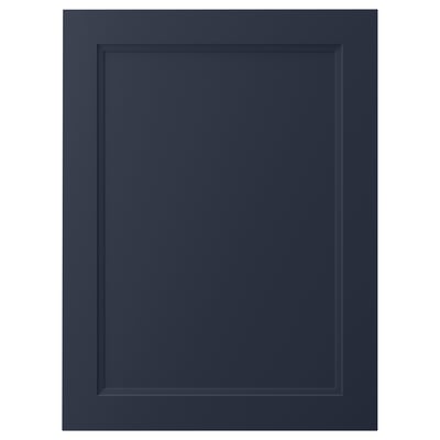 Ikea AXSTAD blå kökslucka. Kvadratisk, infälld paneldesign med slät, fläckbeständig folieyta.