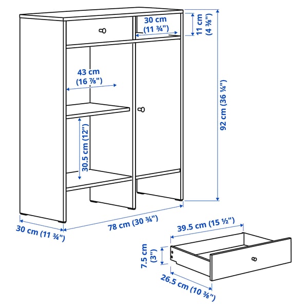 Illustration med mått för produkten: BAGGEBO.