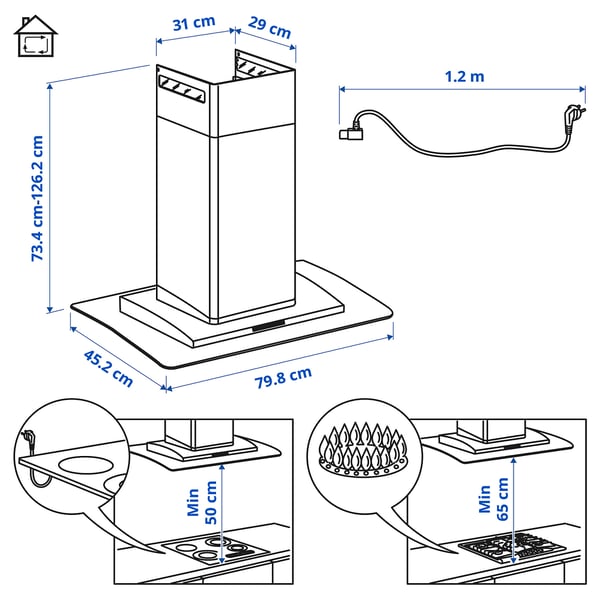 Illustration med mått för produkten: BALANSERAD.