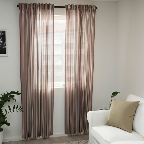 Bergskrabba Gardiner 1 Par Gra Rod Randig Ikea