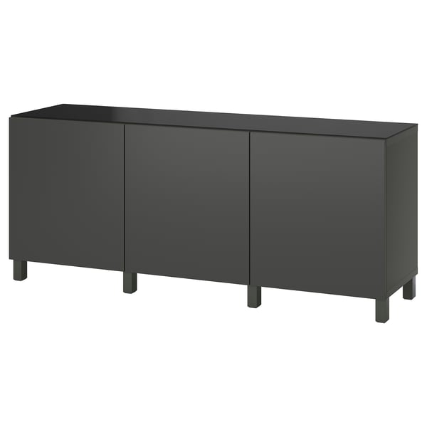 BESTÅ Förvaring med dörrar - mörkgrå/Lappviken/Stubbarp mörkgrå 180x42x74 cm