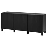 Svart BESTÅ sideboard med tre dörrar, rektangulär form, modern design.