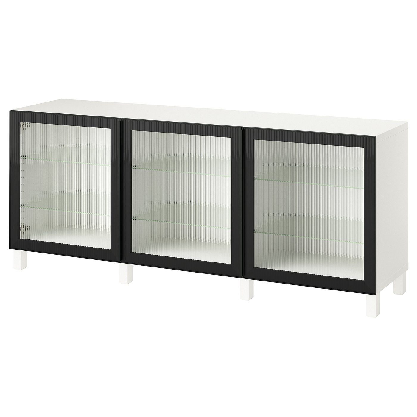 IKEA BESTÅ förvaring med dörrar, vit/fällsvik antracit, 180x42x74 cm