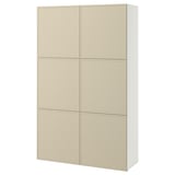 BESTÅ Förvaring med dörrar, vit/Krukmakare beige, 120x42x193 cm