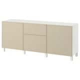BESTÅ Förvaring med lådor, Krukmakare beige/Stubbarp vit, 180x42x74 cm