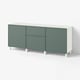 BESTÅ Förvaring med lådor, Krukmakare mörk grågrön/Stubbarp vit, 180x42x74 cm