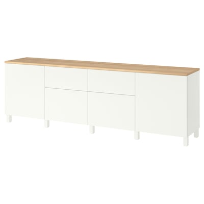 BESTÅ Förvaringskombination, vit/Lappviken vit, 240x42x76 cm