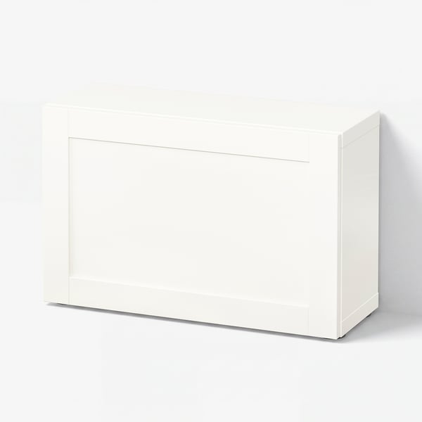 BESTÅ Hylla med dörr, vit/Hanviken vit, 60x22x38 cm
