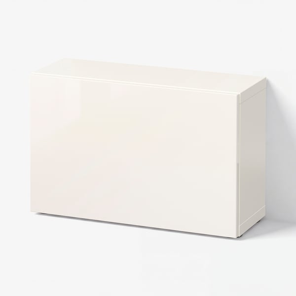 BESTÅ Hylla med dörr, vit/Selsviken högglans/vit, 60x22x38 cm