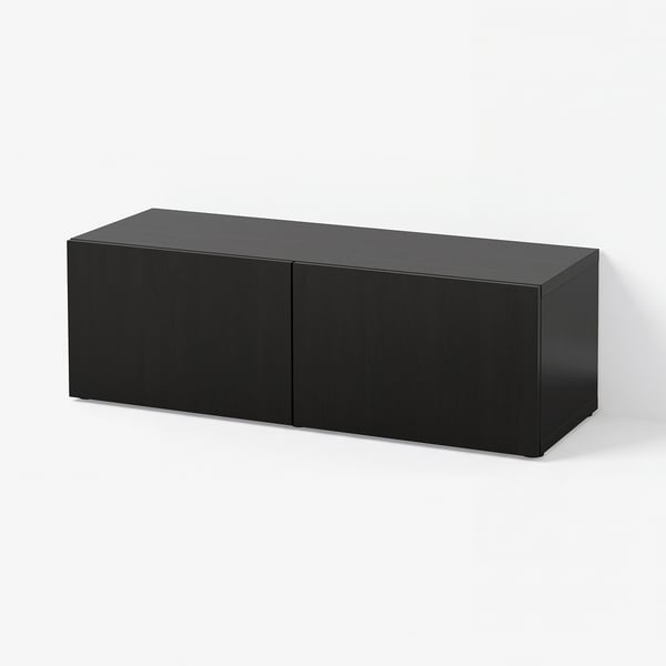 BESTÅ Hylla med dörrar, svartbrun/Lappviken svartbrun, 120x42x38 cm
