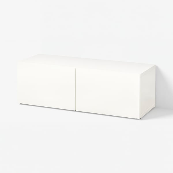 BESTÅ Hylla med dörrar, vit/Lappviken vit, 120x42x38 cm