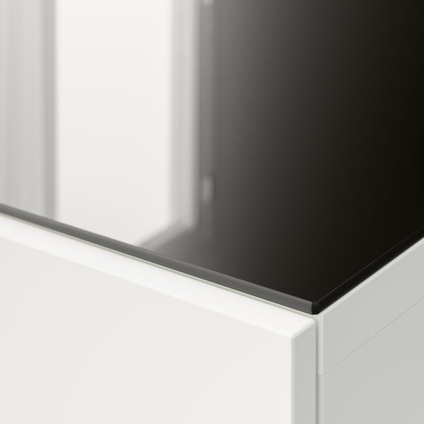 BESTÅ Toppskiva, glas mörkgrå, 180x40 cm