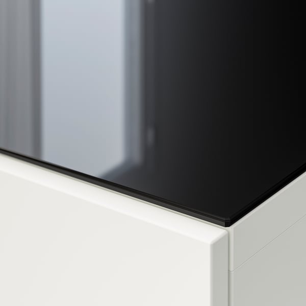 BESTÅ Toppskiva, glas svart, 180x40 cm