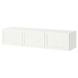 BESTÅ Tv-bänk med dörrar, vit/Pipmakare vit, 180x42x38 cm