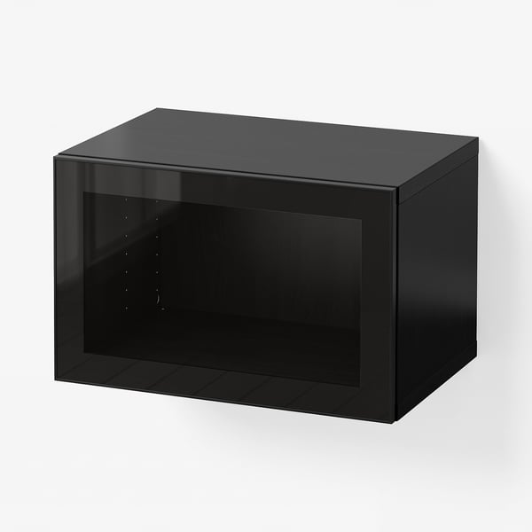 BESTÅ Väggmonterad skåpkombination, svartbrun/Glassvik svart, 60x42x38 cm