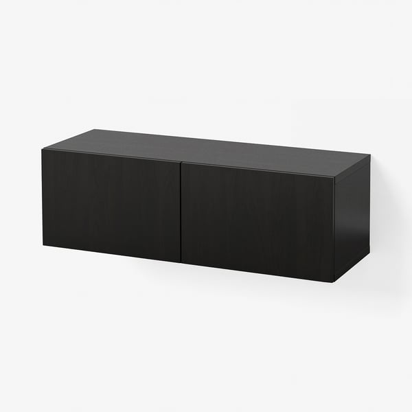 BESTÅ Väggmonterad skåpkombination, svartbrun/Lappviken, 120x42x38 cm