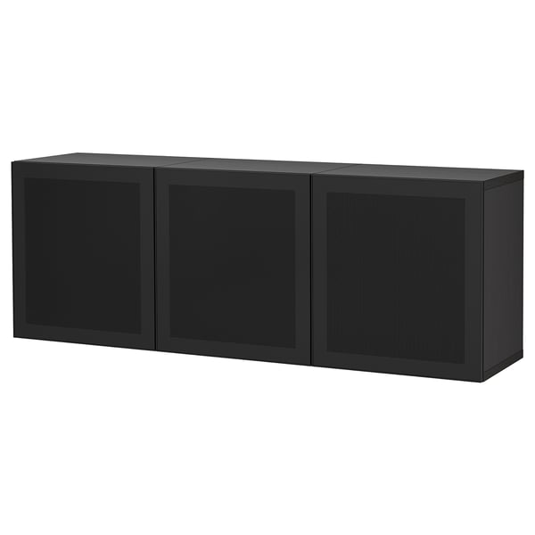 BESTÅ Väggmonterad skåpkombination - svartbrun/Mörtviken svart 180x42x64 cm