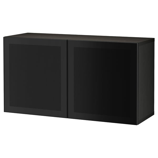 BESTÅ Väggmonterad skåpkombination - svartbrun Mörtviken/svart 120x42x64 cm