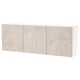 Ikea BESTÅ vägghängd förvaring i beige marmoreffekt med tre dörrar.