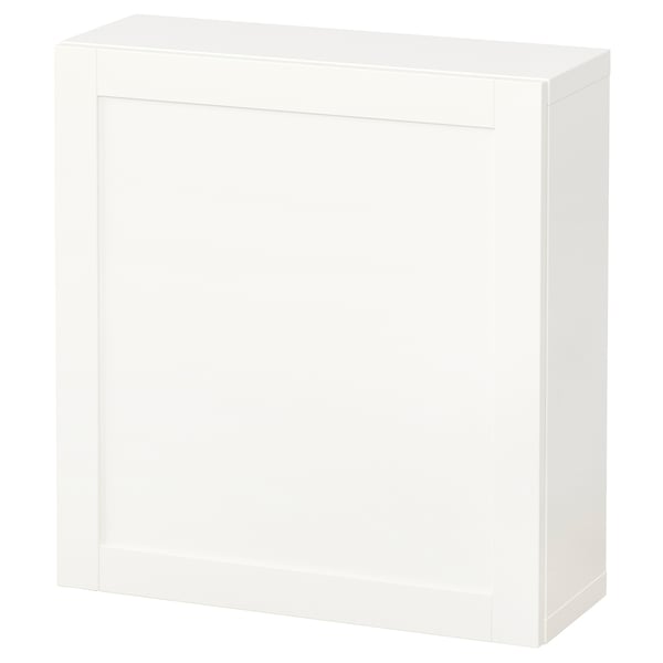 BESTÅ Väggmonterad skåpkombination - vit/Hanviken vit 60x22x64 cm