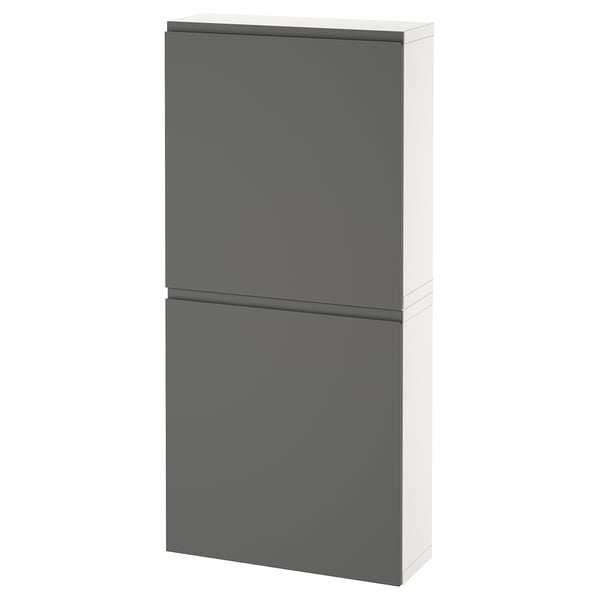 Grått väggskåp BESTÅ, minimalistiskt, justerbart.