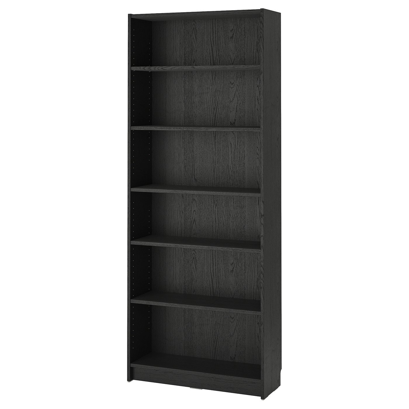 IKEA BILLY bokhylla, svart ekmönstrad, 80x28x202 cm