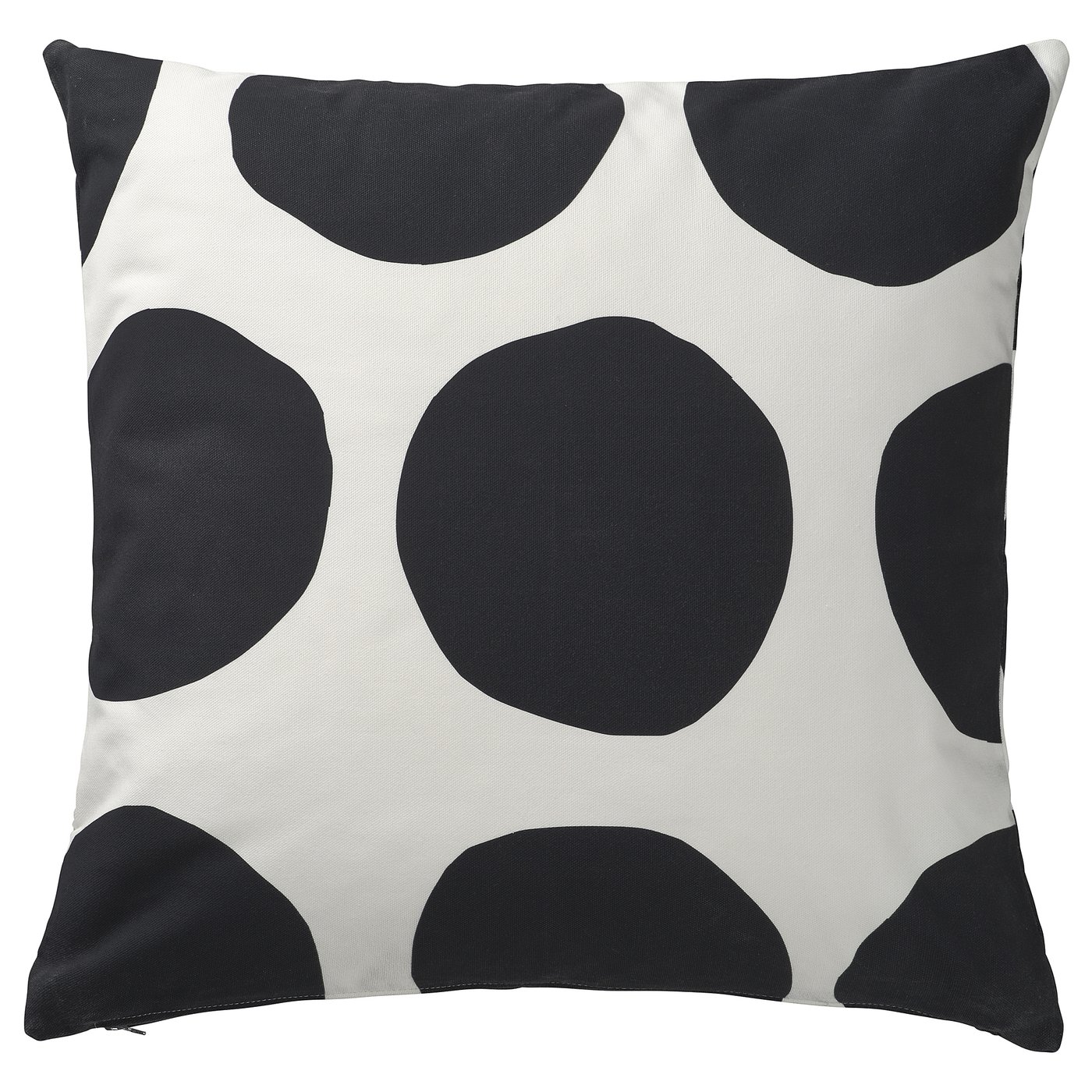 IKEA BLÅMUNKAR kuddfodral, vit/svart/prickmönster, 50x50 cm