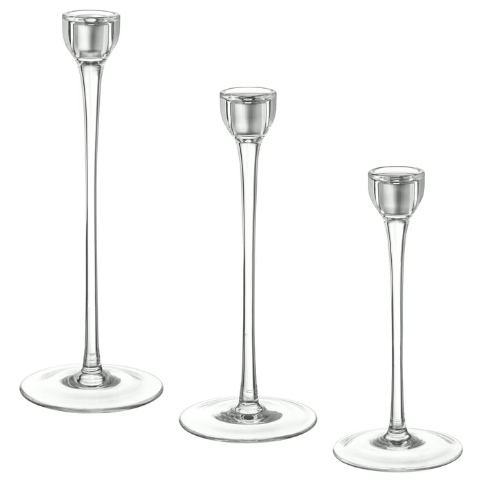 BLOMSTER Ljusstake set om 3, klarglas IKEA