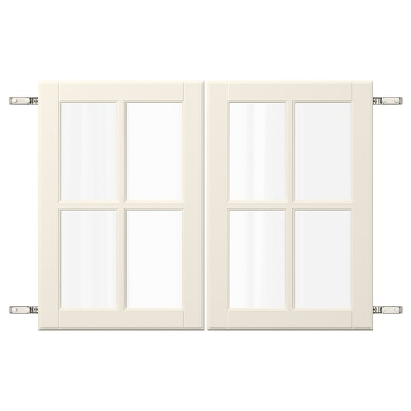 BODBYN vita skåpdörrar i shakerstil med glaspaneler.